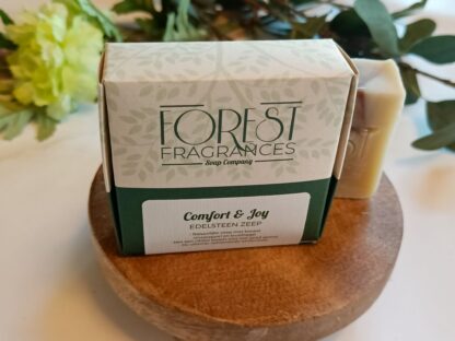 forest fragrances - natuurlijke zeep - edelsteen zeep - sinaasappel kaneel kruidnagel - citrienkwarts - comfort joy -verpakt