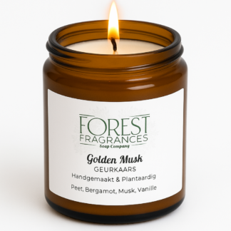 Geurkaars Golden Musk in amberkleurig glas